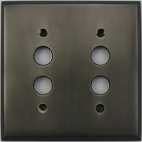 Forged Antique Pewter 2 Gang Push Button Plate image 0