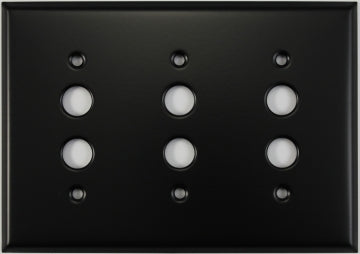Stamped Steel Painted Matte Black Three Gang Push Button Switch Wall Plate image 0