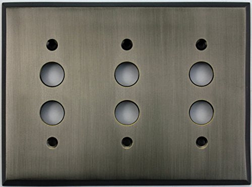 Forged Antique Pewter 3 Gang Push Button Plate image 0