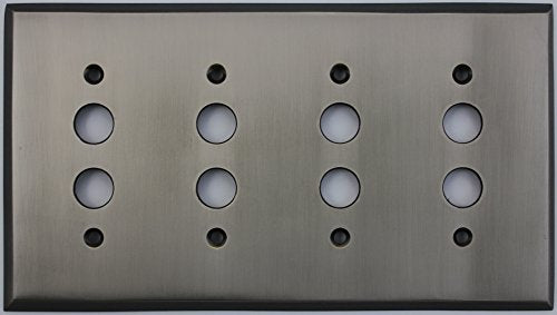 Forged Antique Pewter 4 Gang Push Button Plate image 0