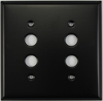 Stamped Steel Painted Matte Black Two Gang Push Button Switch Wall Plate image 0