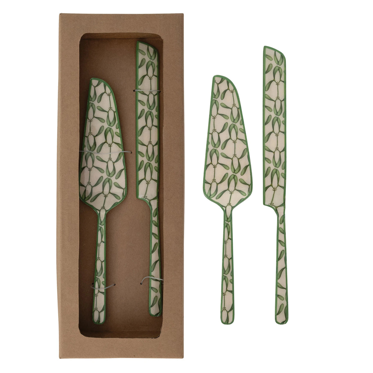 Enameled Stainless Steel Cake Knife & Server with Colored Edge, Boxed Set of 2 ©