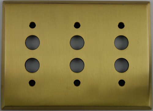 Forged Antique Brass 3 Gang Push Button Plate image 0