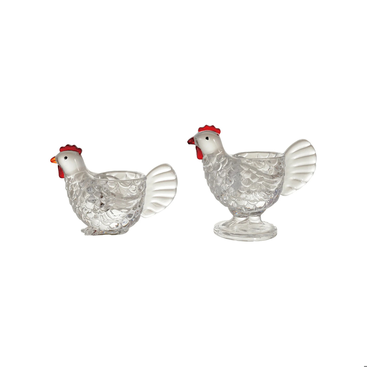Glass Chicken Shaped Votive Holder, 2 Styles